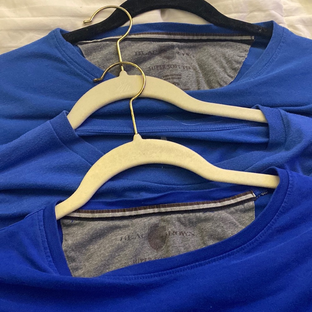 Bundle of three blue shirts, assorted styles. Size large, and extra-large.